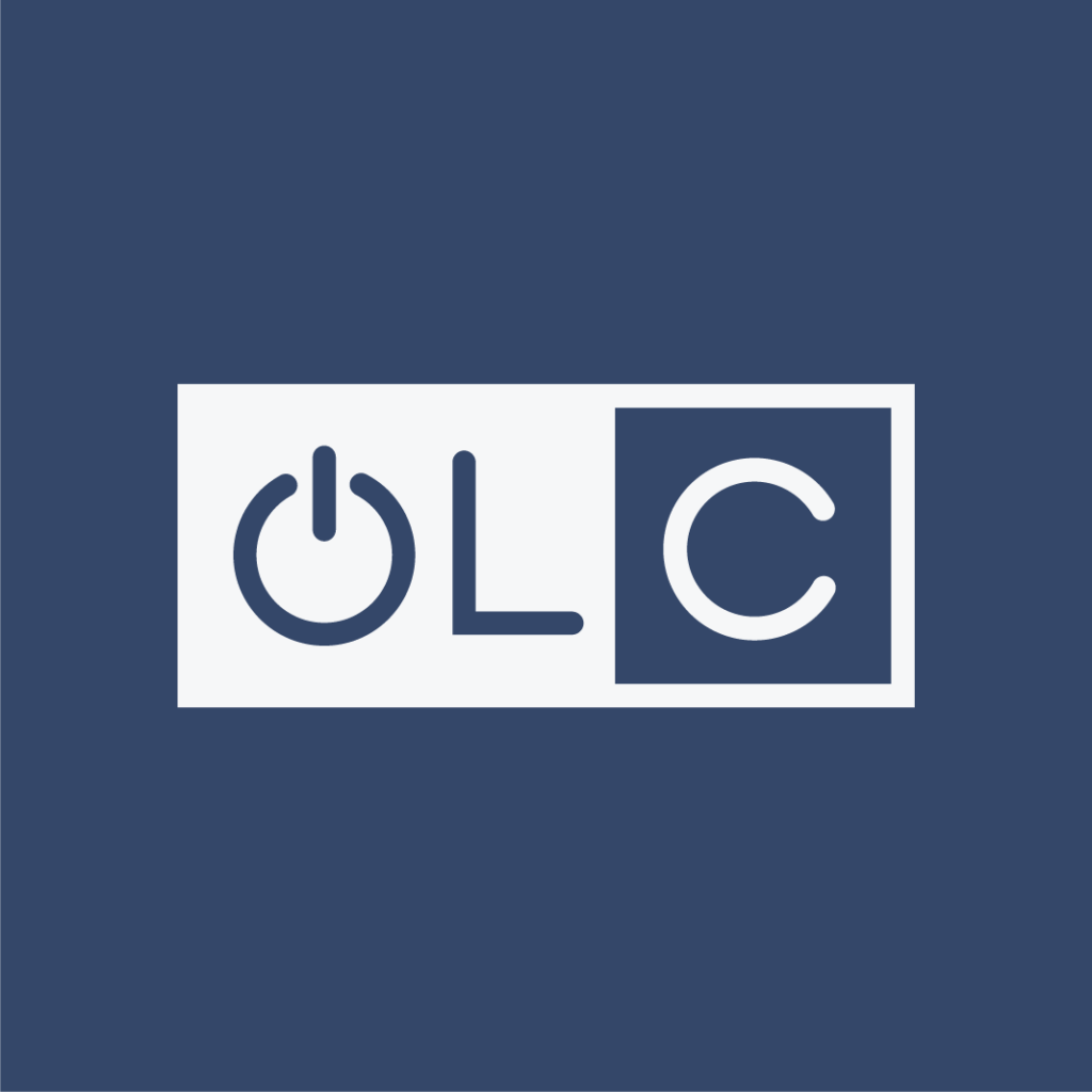 OLC logomark, alone on a dark navy background