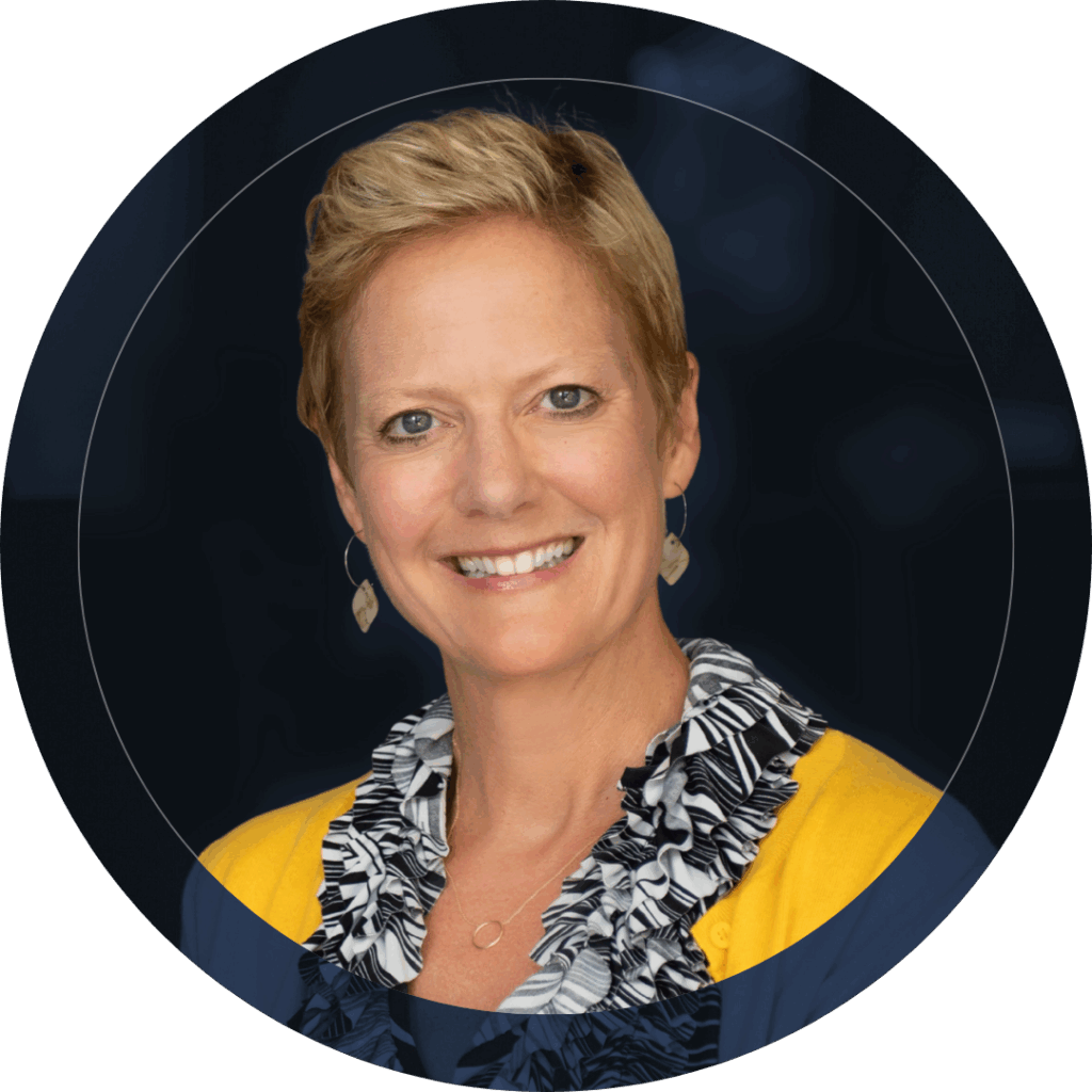 Circle-cutout headshot of Dr. Tricia Bertram Gallant