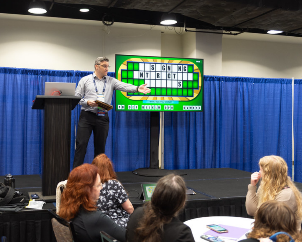 Photo of Danny Beason leading a game in the Engagement Zone at OLC Accelerate 2025
